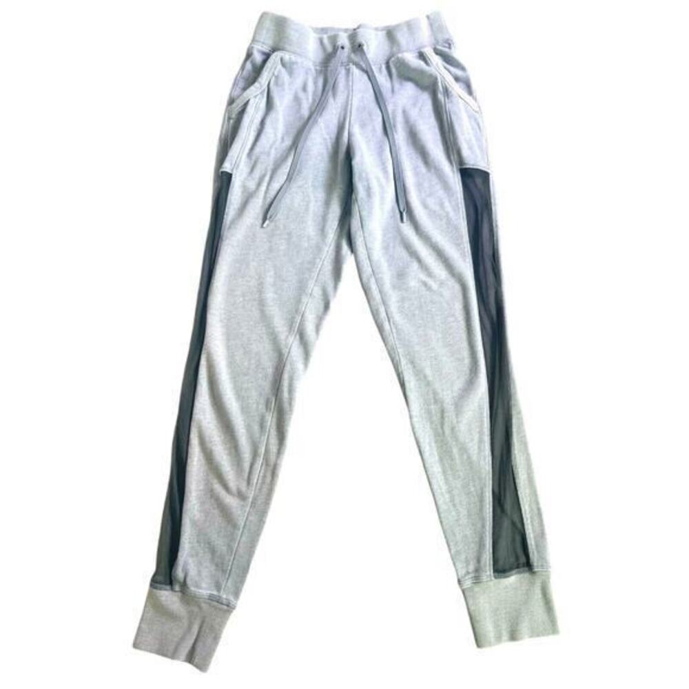 Victoria Sport Women’s Yoga Legging Gray Pants Black Vented Sides Drawstring XS